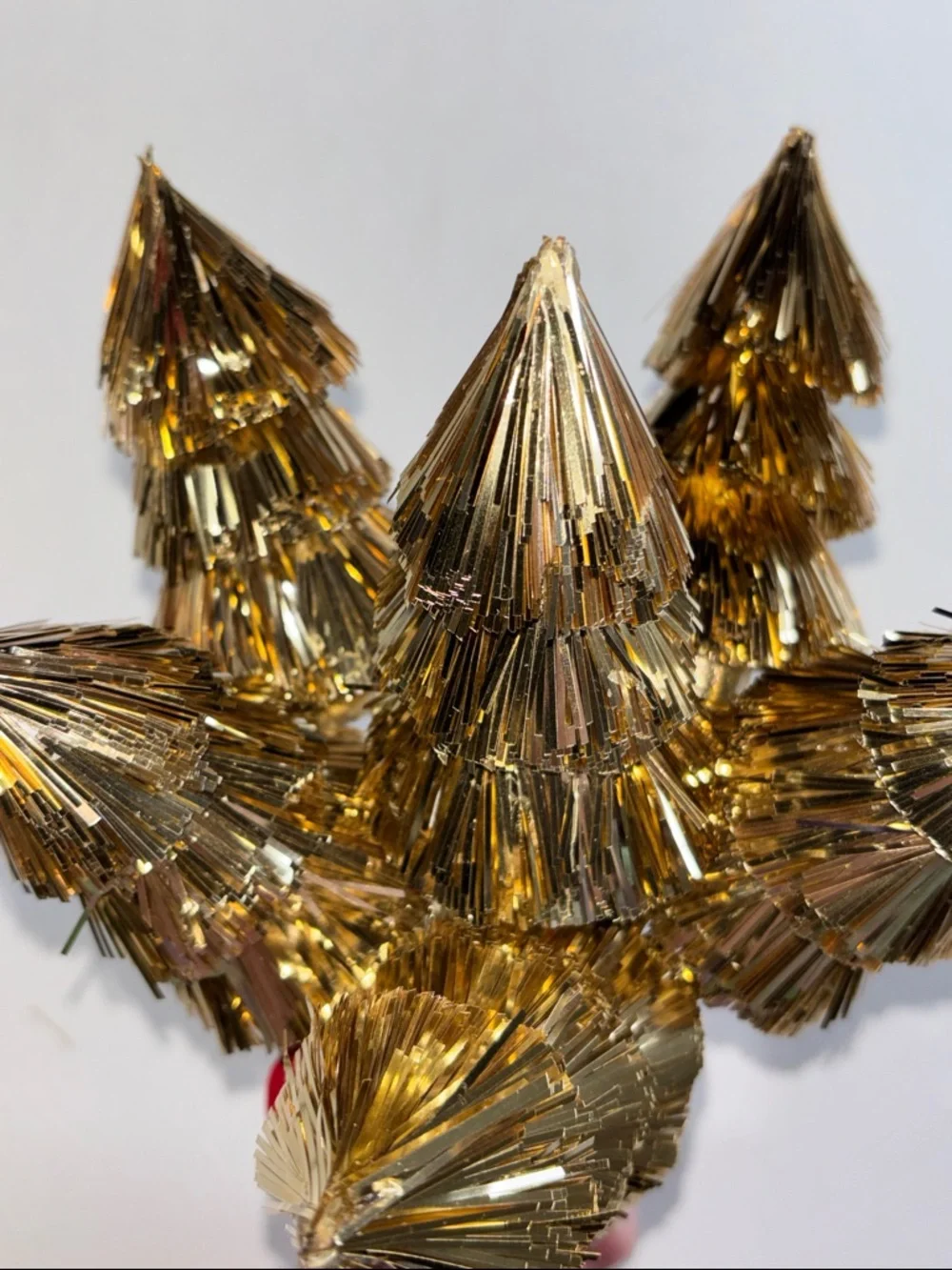Gold Tinsel Tree Picks in Metallic Gold tree pics NEW SET OF 6 Gold Tinsel pics